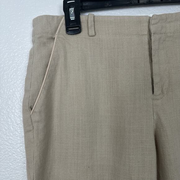 Anthropologie Elevenses Pants Size 8 Beige Linen Blend Stovepipe Trousers Preppy - Picture 3 of 11